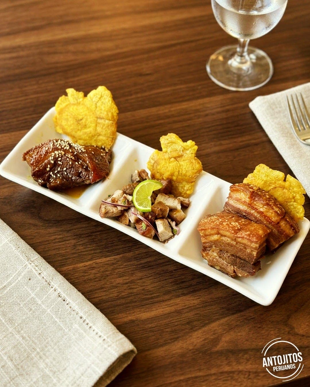 Chicharron trio with patacones at Antojitos Peruanos, El Cangrejo, Panama City