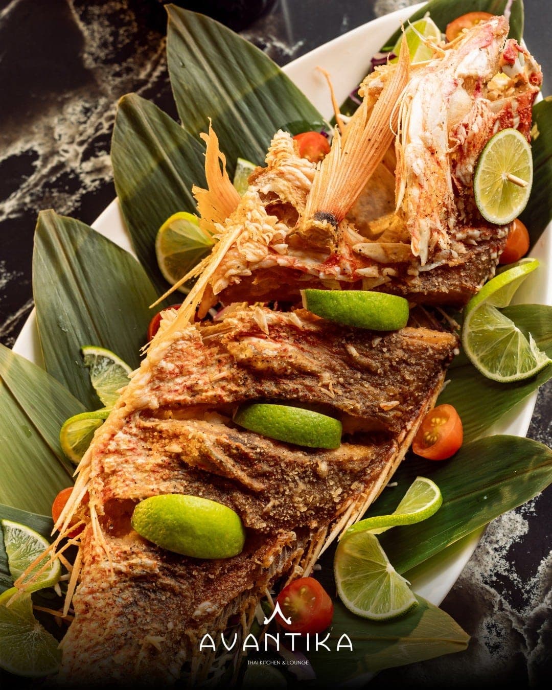 Whole crispy fried fish at Avantika Thai Kitchen, San Francisco, Panama City