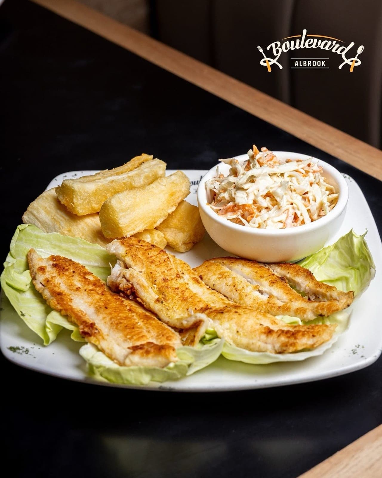 Fried fish with yuca at Boulevard Cafe, Albrook, Panama City