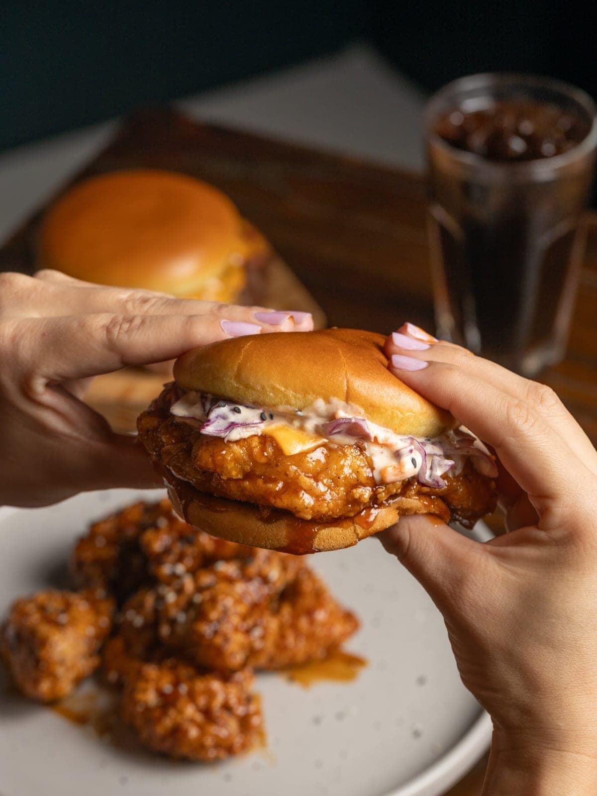 Crispy chicken burger at Bunz Bite, Coco del Mar, San Francisco, Panama City
