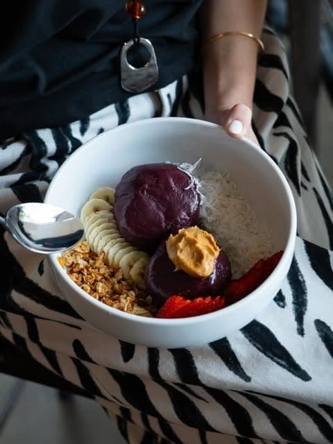 Acai bowl with granola, banana and peanut butter at Cafe Unido, Marbella, Panama City