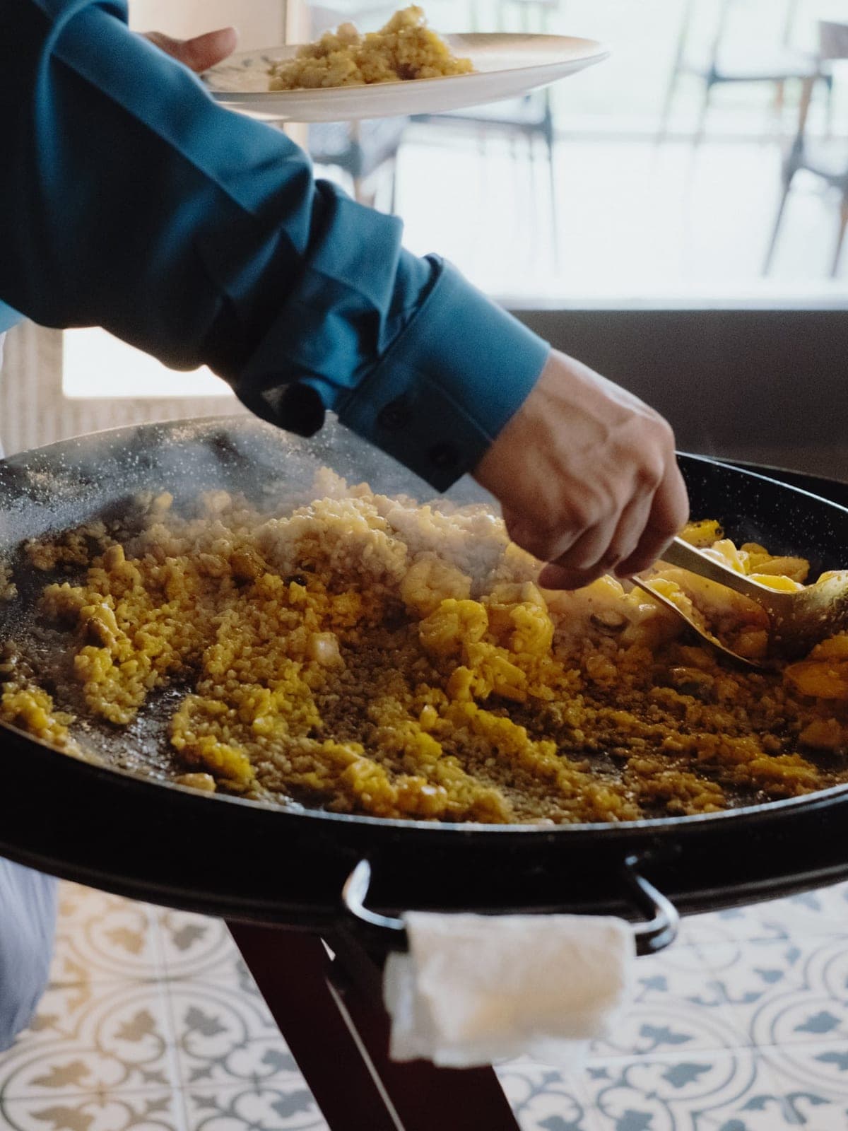 Paella served tableside at Casa Iberica, Costa del Este, Panama City