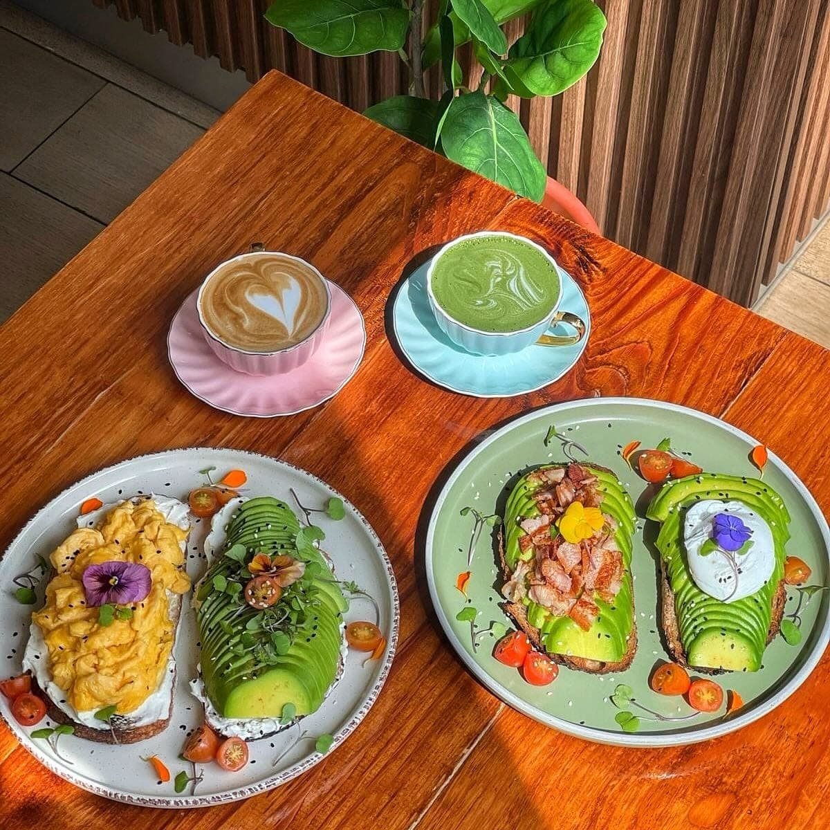 Avocado toast and lattes at Casi Cielo Brunch & Coffee, Albrook, Panama City