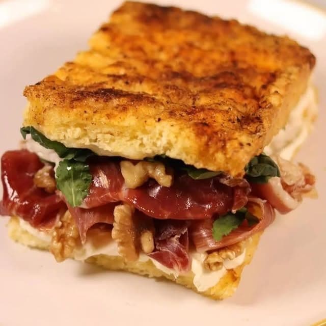 Focaccia sandwich at Celikateses, Casco Antiguo, Panama City