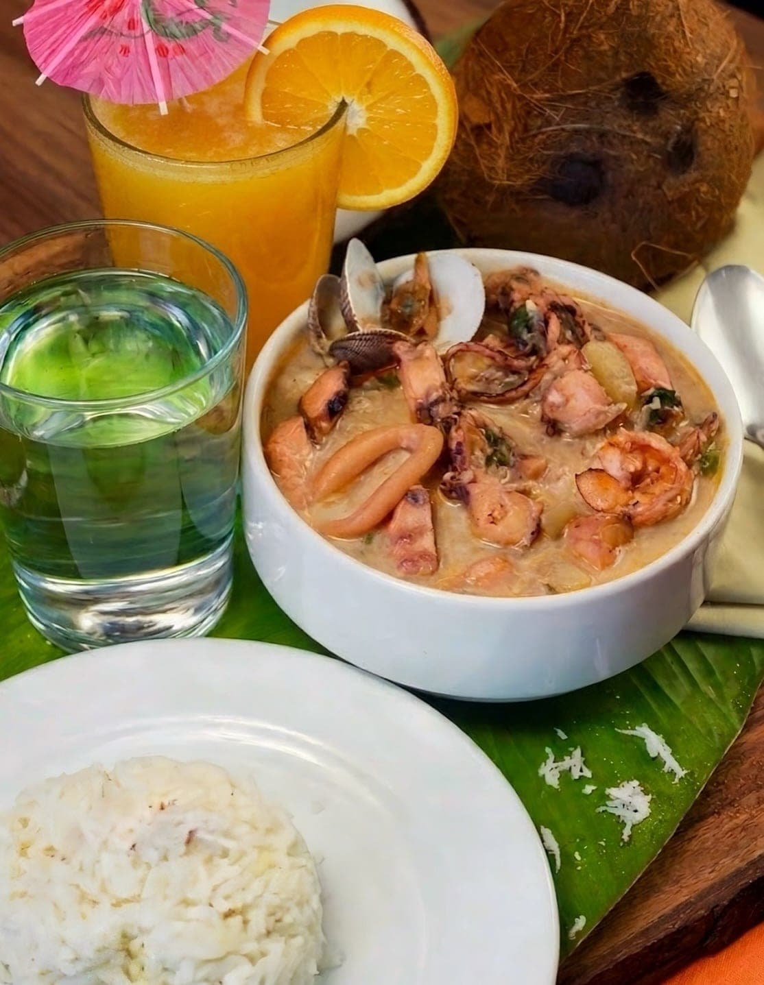 Seafood stew at Churreria Manolo, Panama City