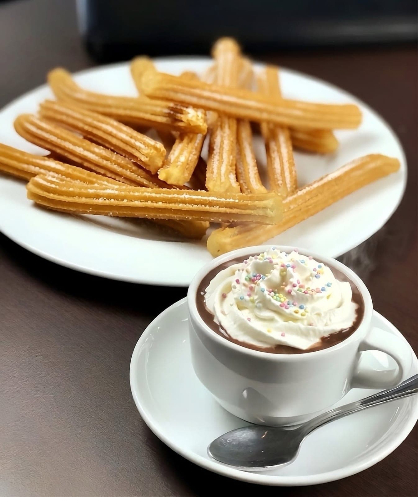 Churros with hot chocolate at Churreria Manolo, Obarrio, Panama City