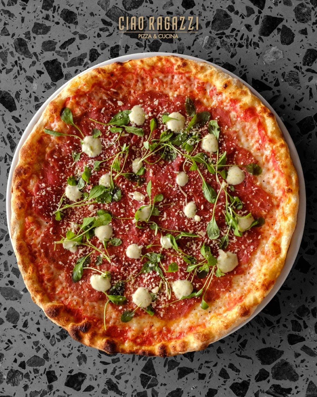 Thin-crust pizza at Ciao Ragazzi, Panama City