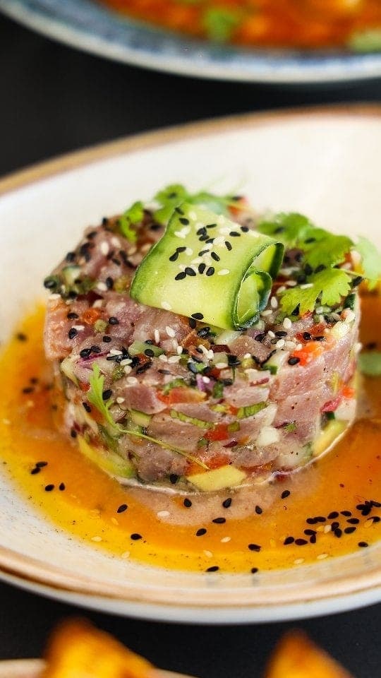 Tartar de atun en Cielo Rooftop Bar, Avenida Balboa, Ciudad de Panama