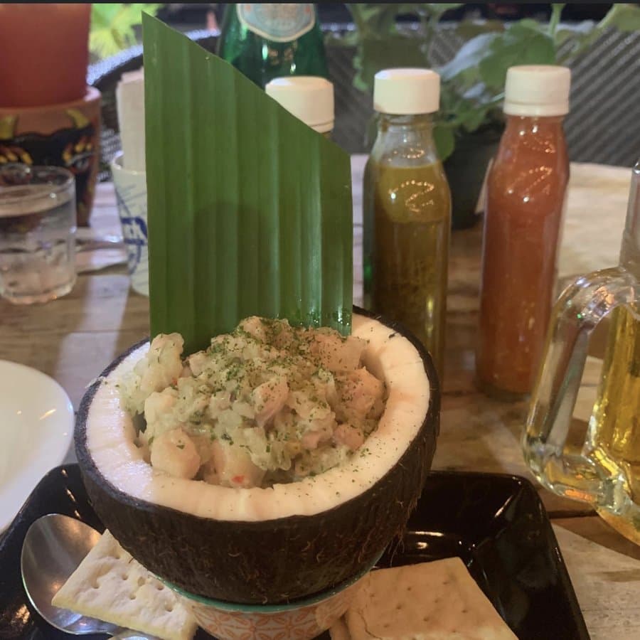 Ceviche in a coconut
