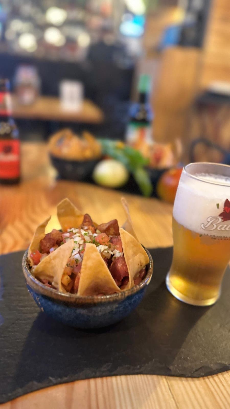 Chifrijo and a Balboa beer at El Chante Bar Tico, El Cangrejo, Panama City