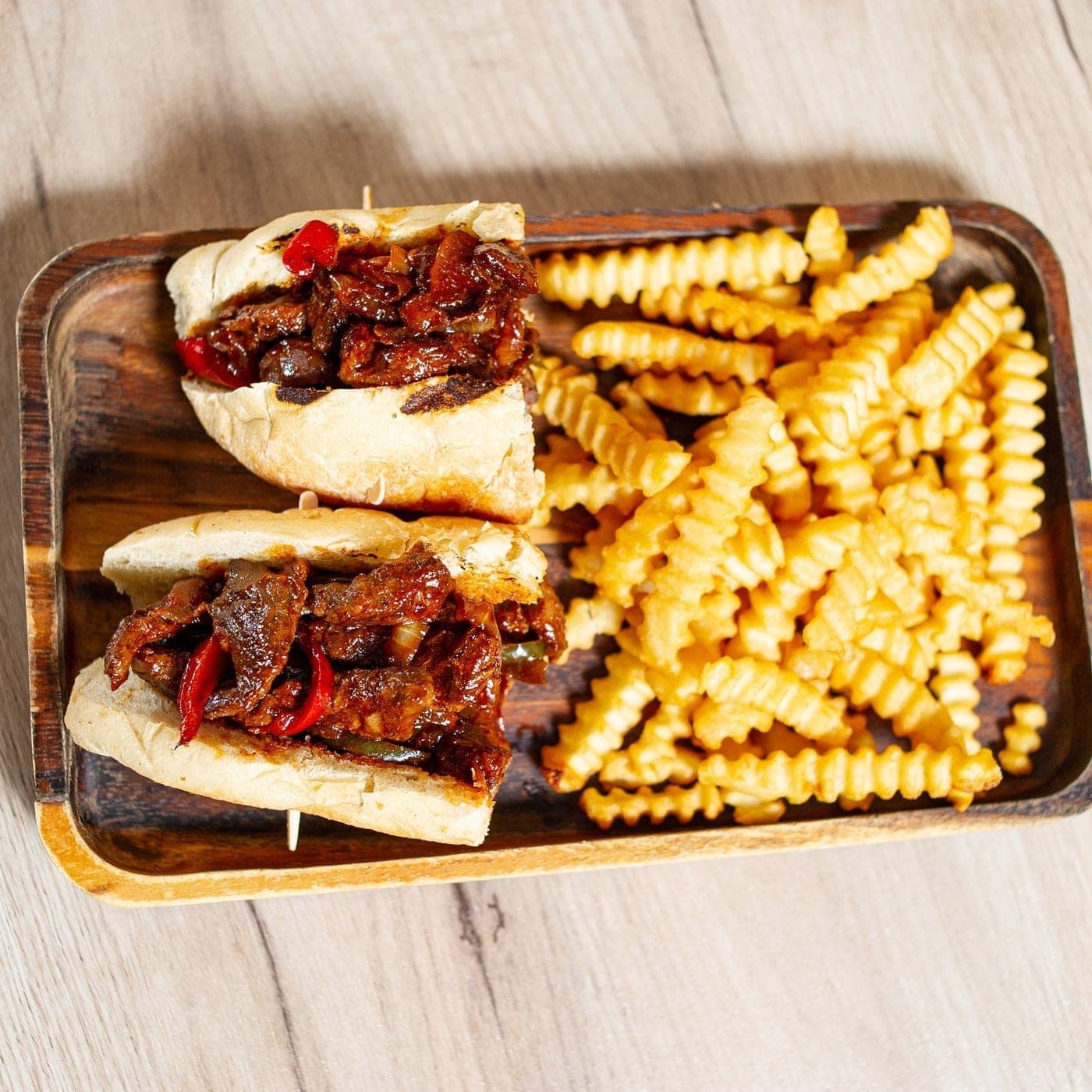 Steak subs with fries at Fuego Bar & Bistro, Paitilla, Panama City