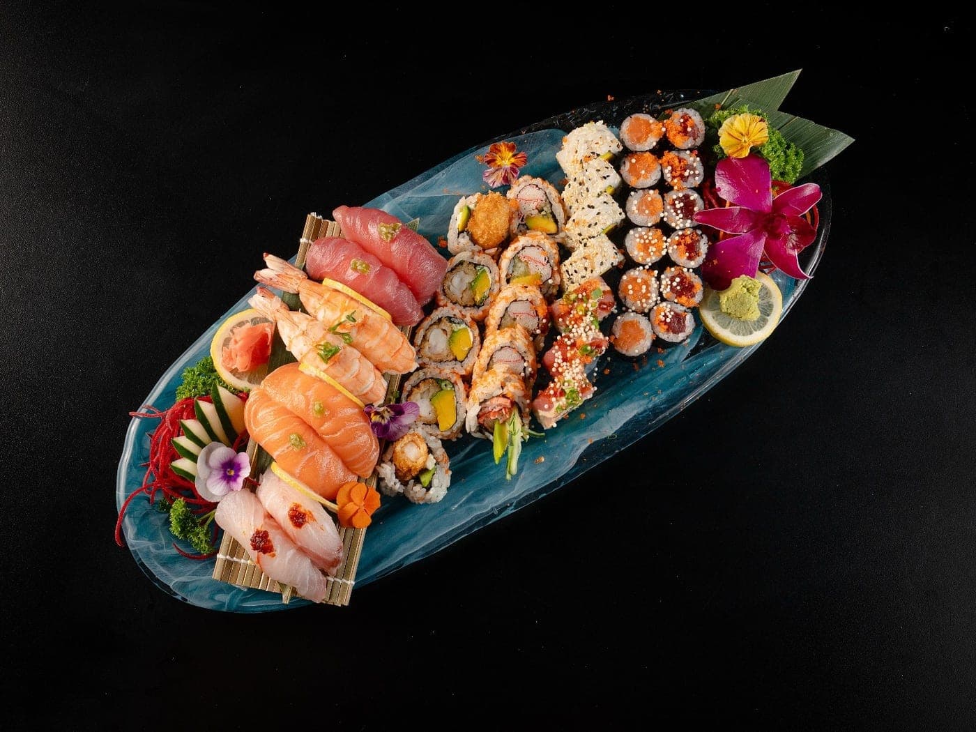 Sushi sampler platter at Fukuoka Sushi, San Francisco, Panama City