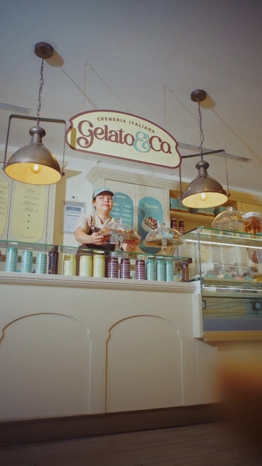 Counter and gelato display case at Gelato&Co., El Cangrejo, Panama City