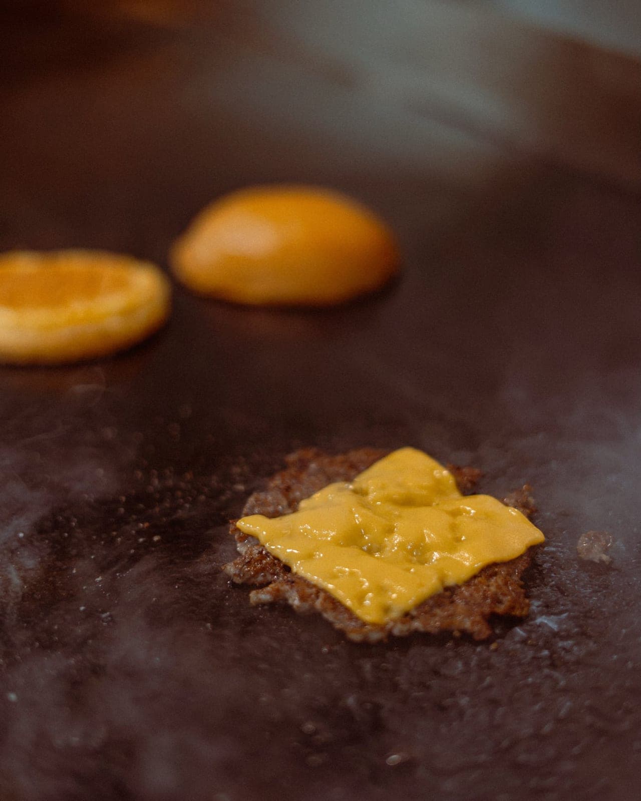 Smash burger on the griddle at Grazza Smash Burger, San Francisco, Panama City