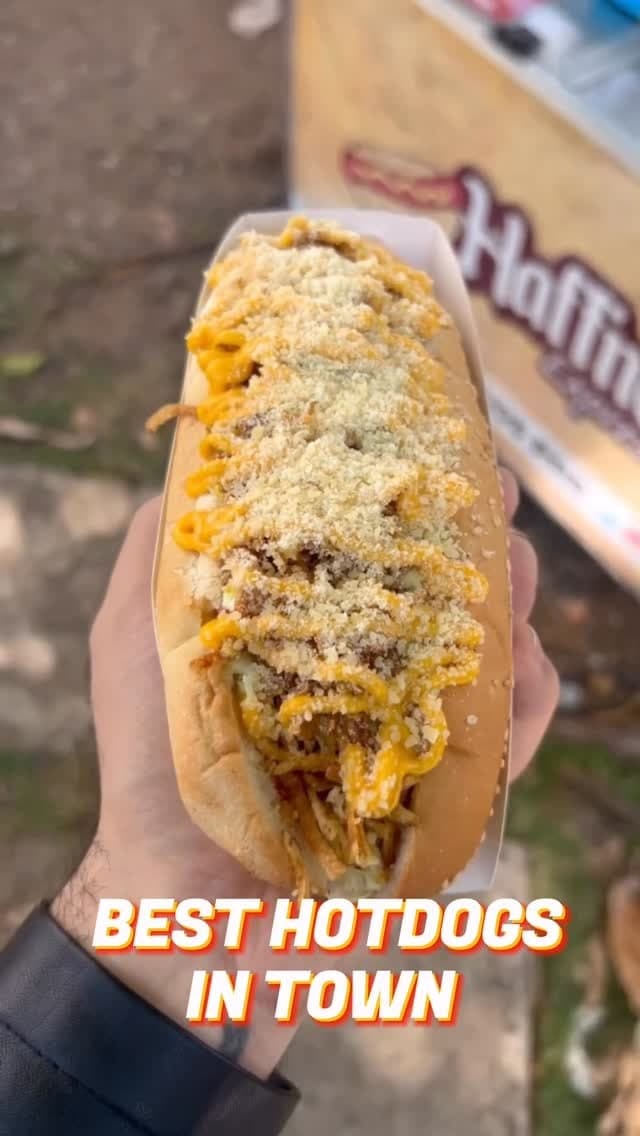 Loaded gourmet hot dog at Haffner Bavarian Hot Dogs, Marbella, Panama City