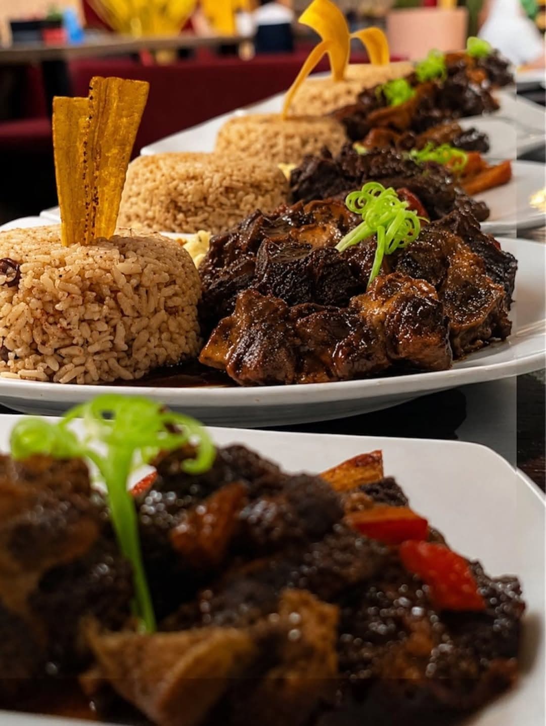 Jamaican oxtail with rice and peas at Island Escape Restaurant & Lounge, Panama City