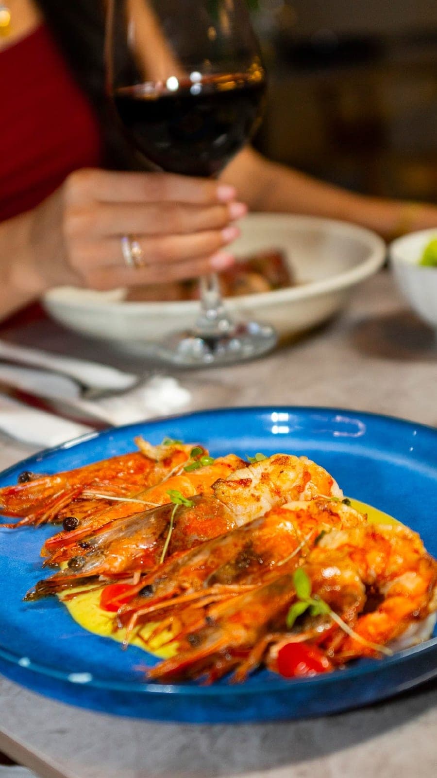 Grilled prawns at Julian Rooftop, Panama City