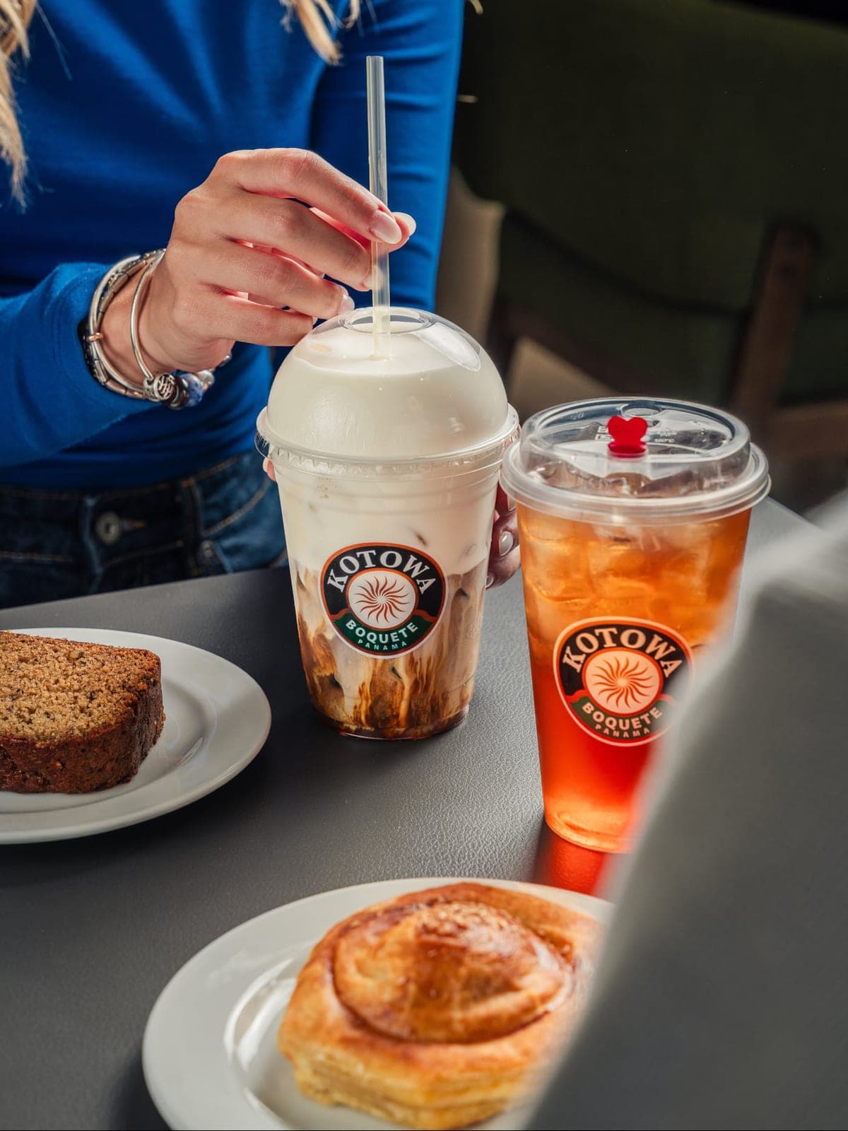 Iced coffee and pastries at Kotowa Coffee House, Albrook, Panama City