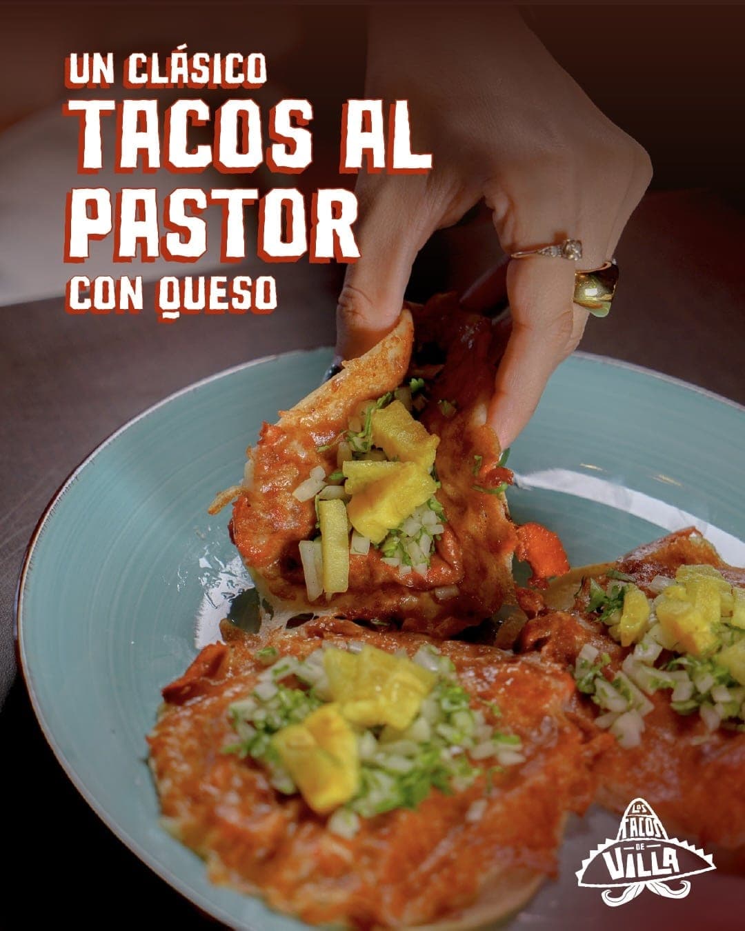 Tacos al pastor con queso en Los Tacos de Villa, Bella Vista, Ciudad de Panama