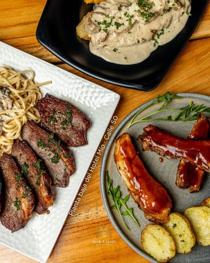 Grilled steak, BBQ ribs and pasta dishes at Mar/Celo's, Bella Vista, Panama City