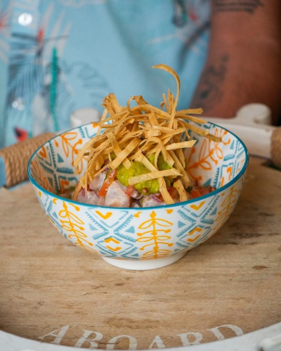 Fish ceviche with tortilla strips at MAREA Ceviche & Latin Food, Marbella, Panama City
