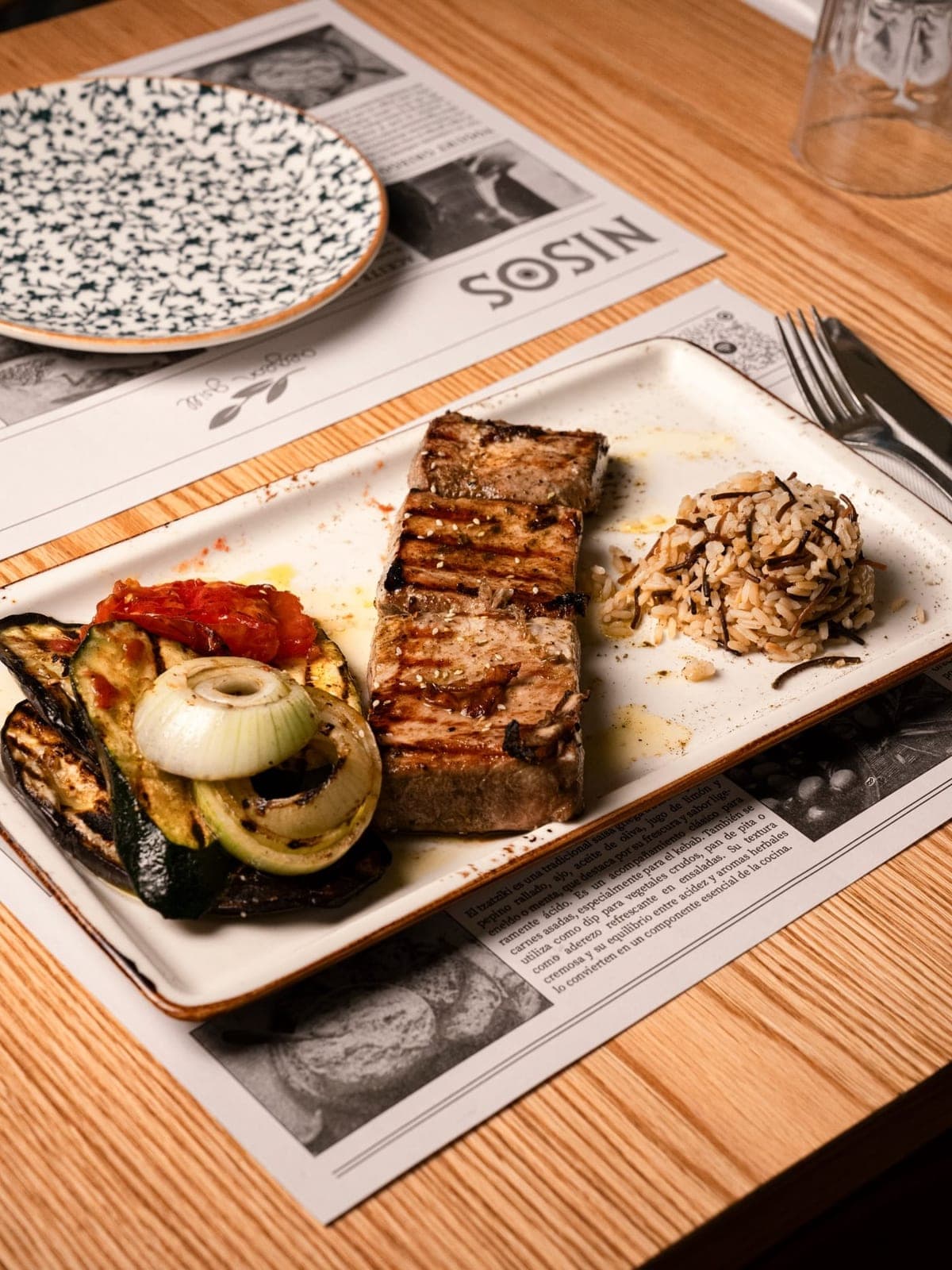 Grilled tuna plate at NISOS Aegean Grill, Costa del Este, Panama City