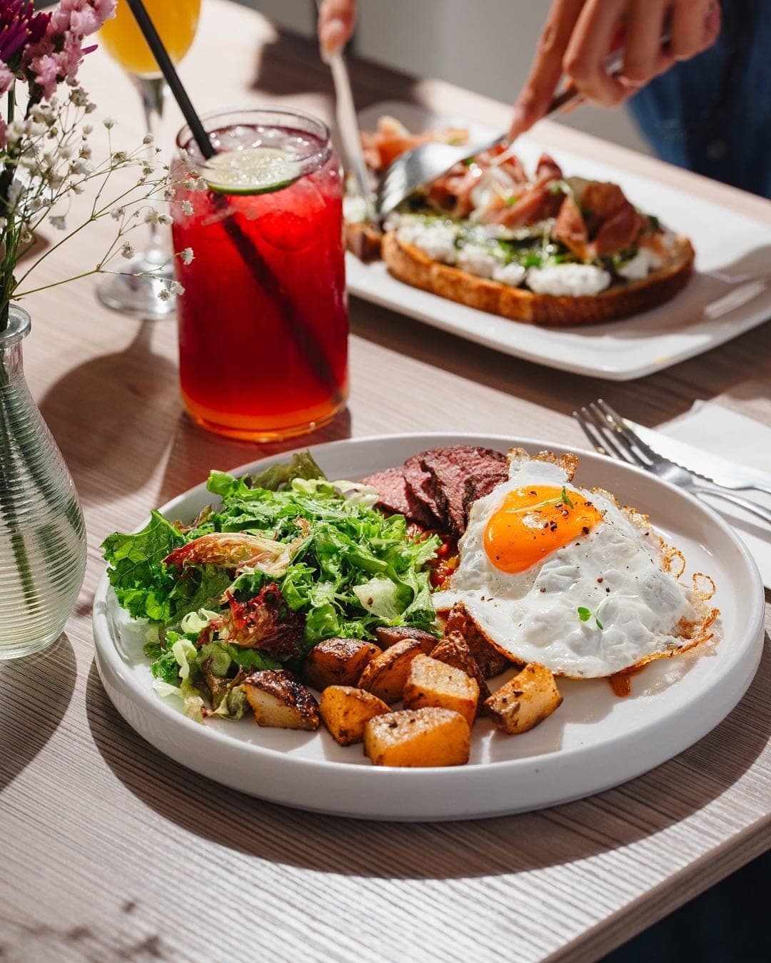 Steak and eggs brunch plate at Numo, San Francisco, Panama City