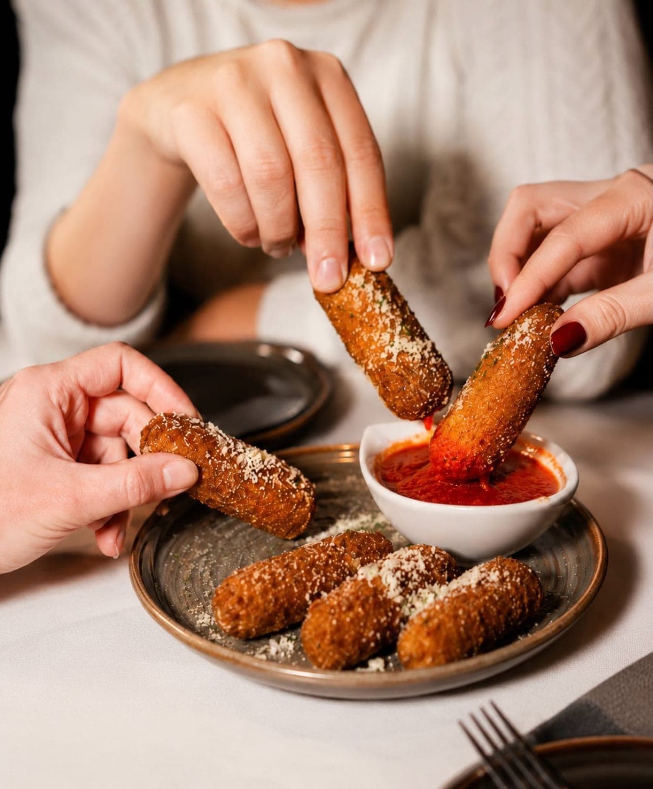 Fried mozzarella with tomato sauce at Olivetta, Obarrio, Panama City