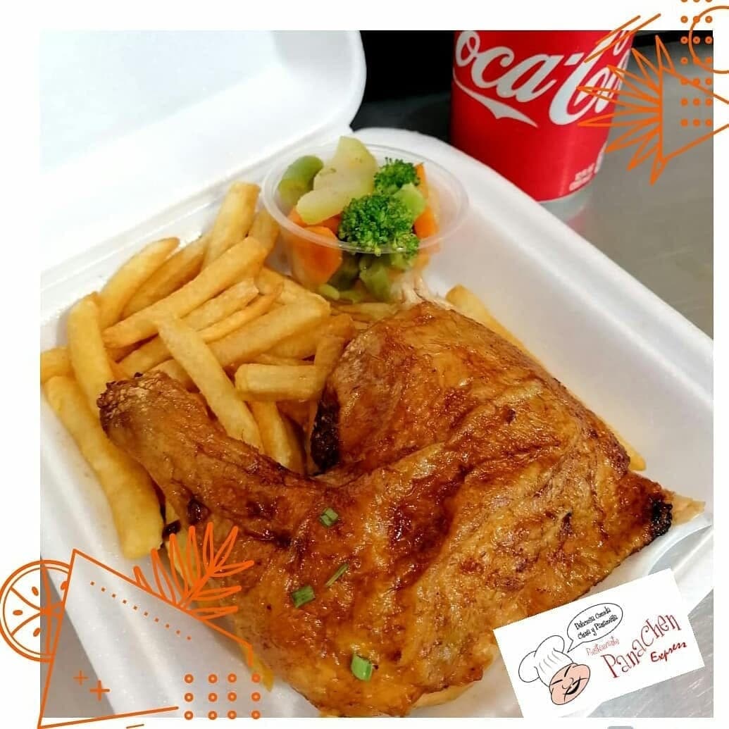 Combo de pollo asado con papas y vegetales en Panachen Express, Albrook, Ciudad de Panama