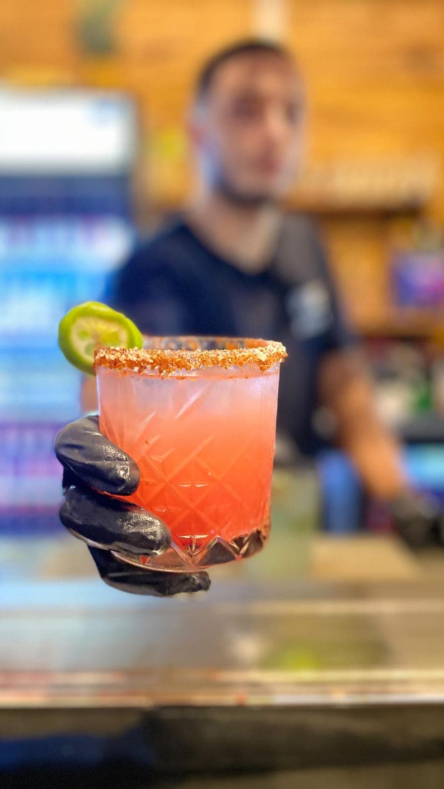 A chili-rimmed spicy margarita at PUB23, Costa del Este, Panama City