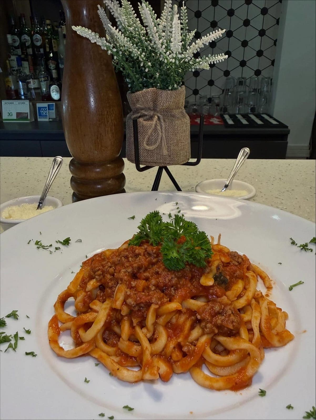 Spaghetti al torchio at Pizzeria Lido, Costa del Este, Panama City
