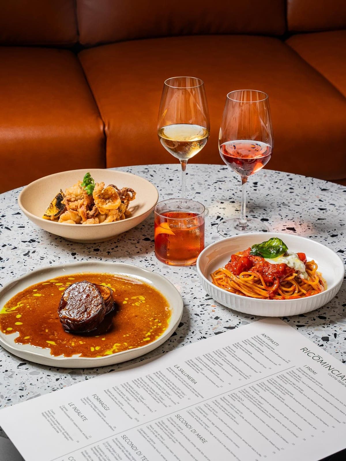 Italian dishes and wine at Ricominciare Cucina Italiana, Marbella, Panama City