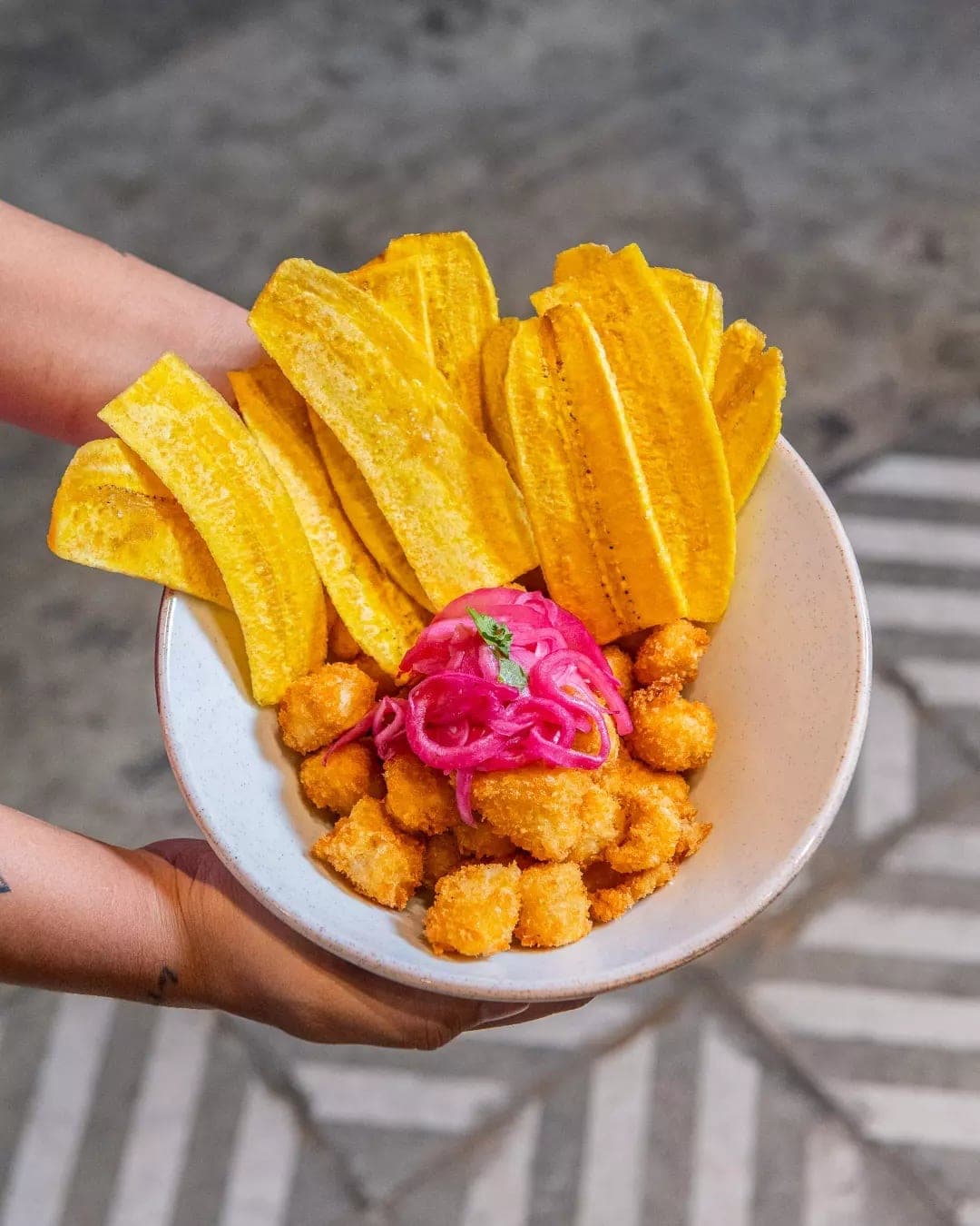 Fried ceviche with plantain chips at Sante Panama, Bella Vista, Panama City