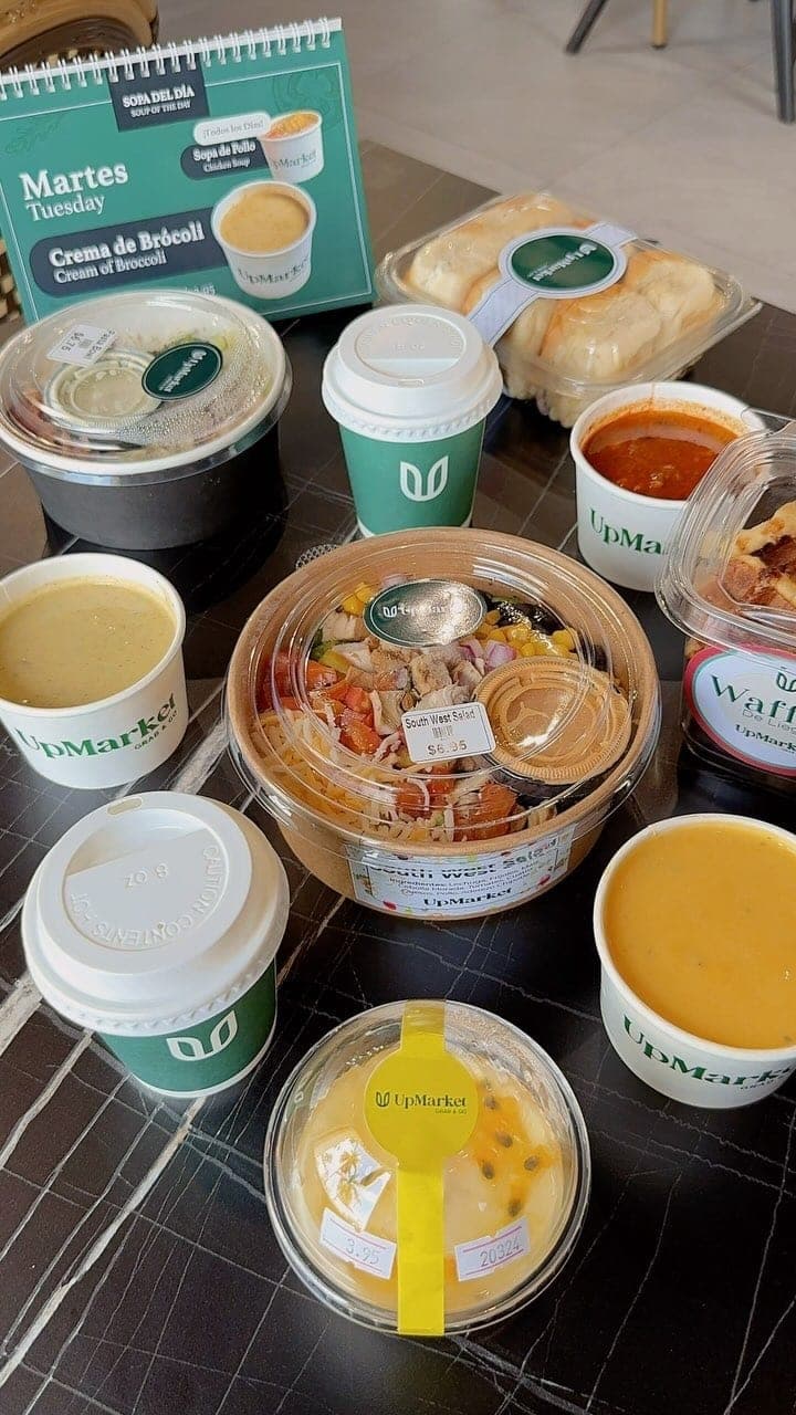 Grab-and-go soups, salad and coffee at Up Market, Ciudad del Saber, Panama City
