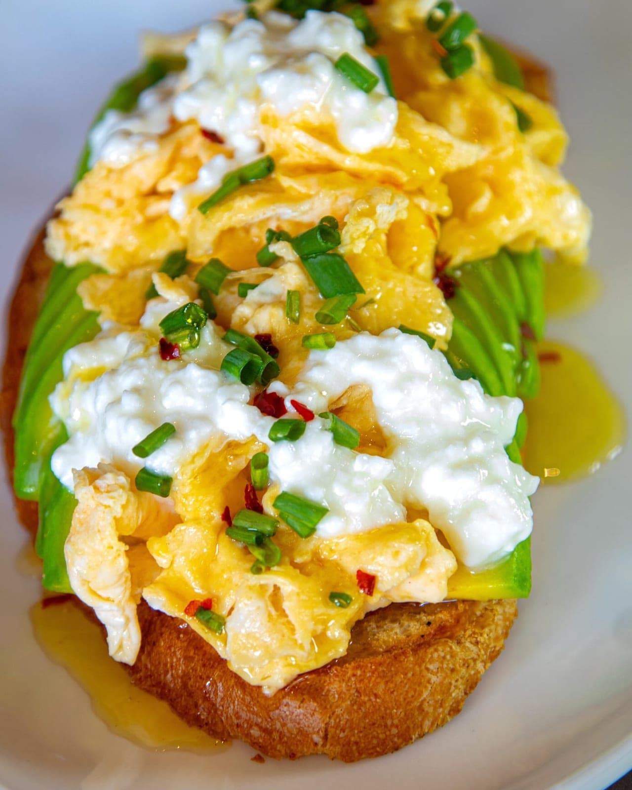 Avocado toast with scrambled eggs at WE Fresh Market & Cafe, Costa del Este, Panama City