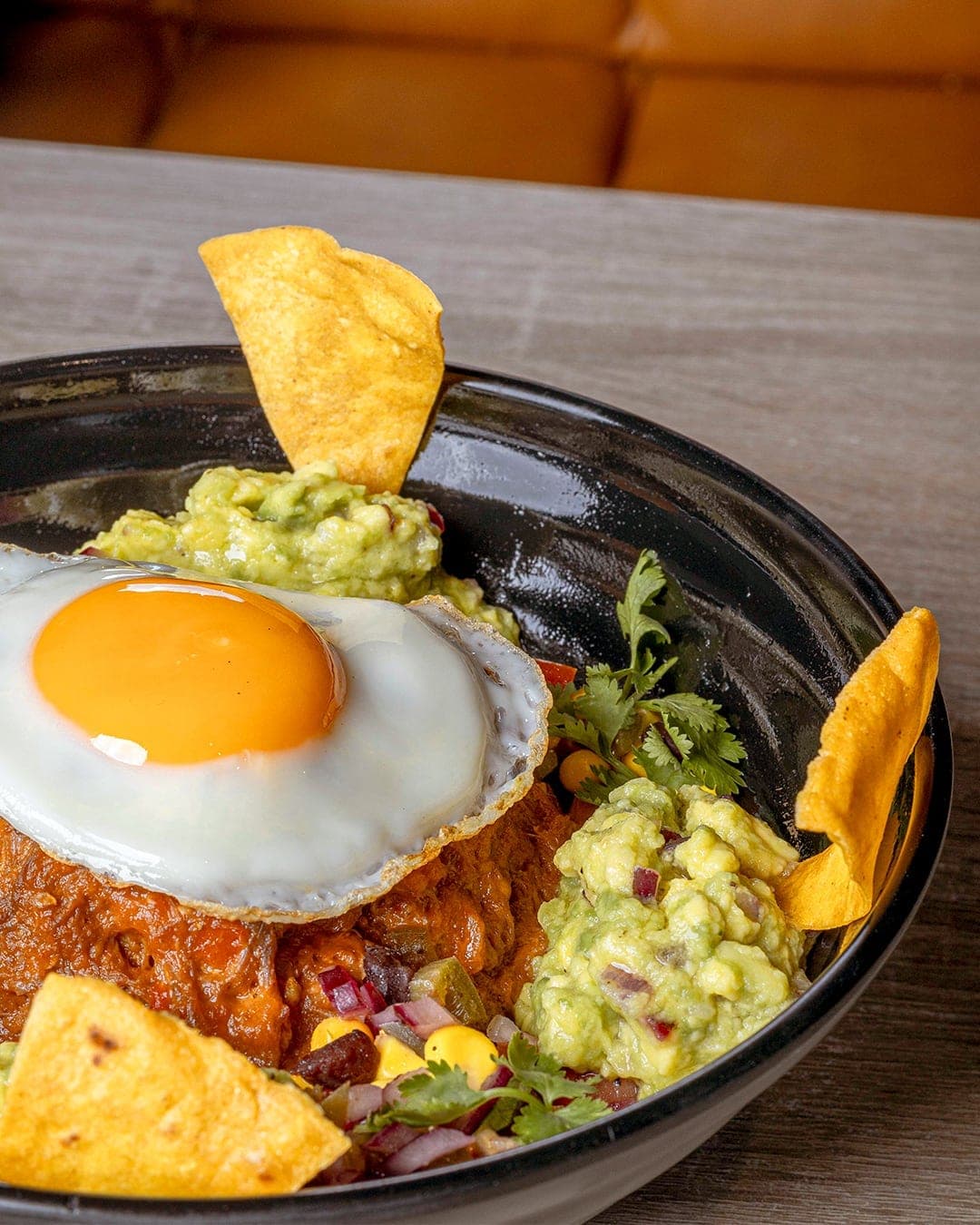 Beef bowl with fried egg and guacamole at Yoss Burger Bar, Punta Paitilla, Panama City